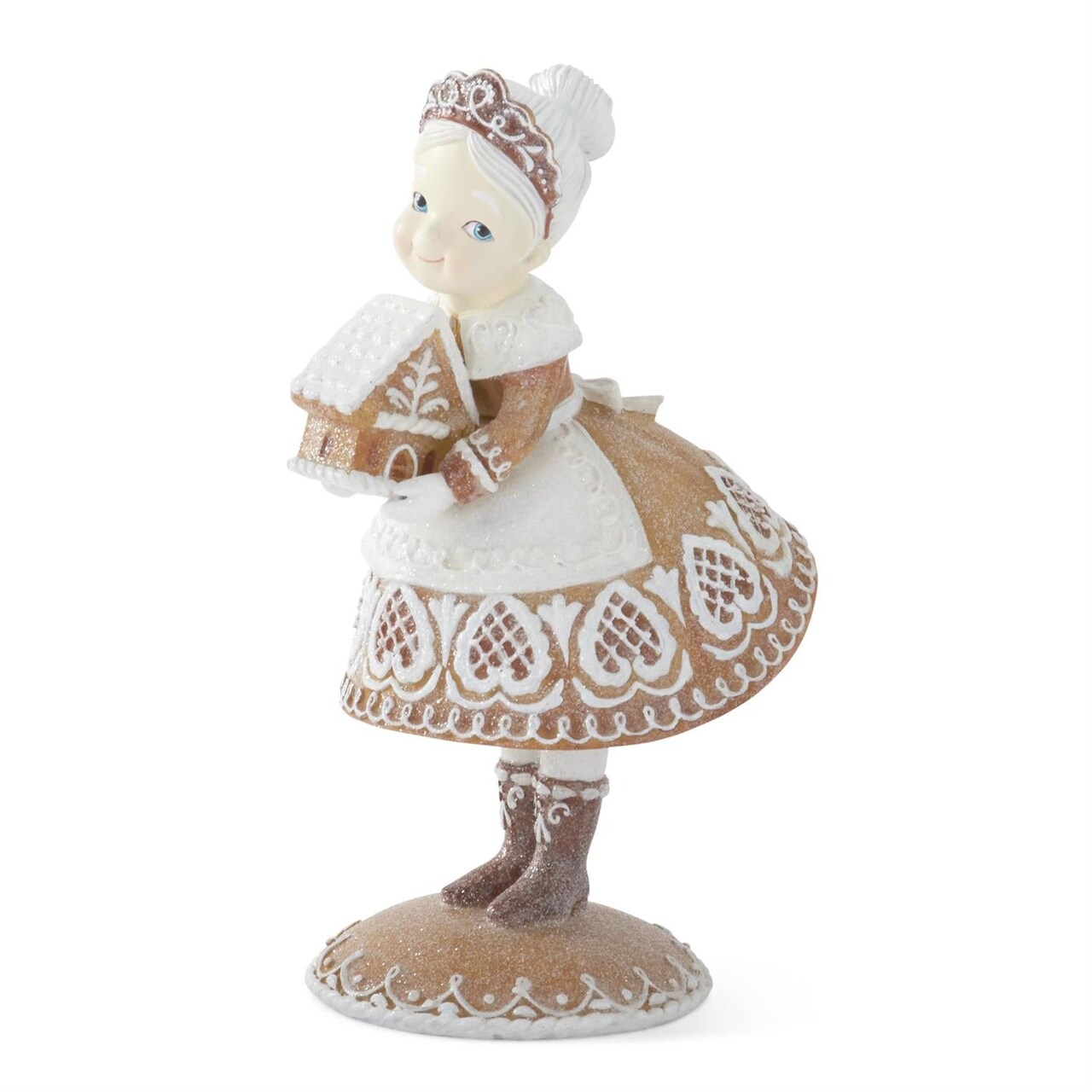 13.5" Mrs. Claus Gingerbread Cookie Figurine – Holiday Table & Mantel Décor
